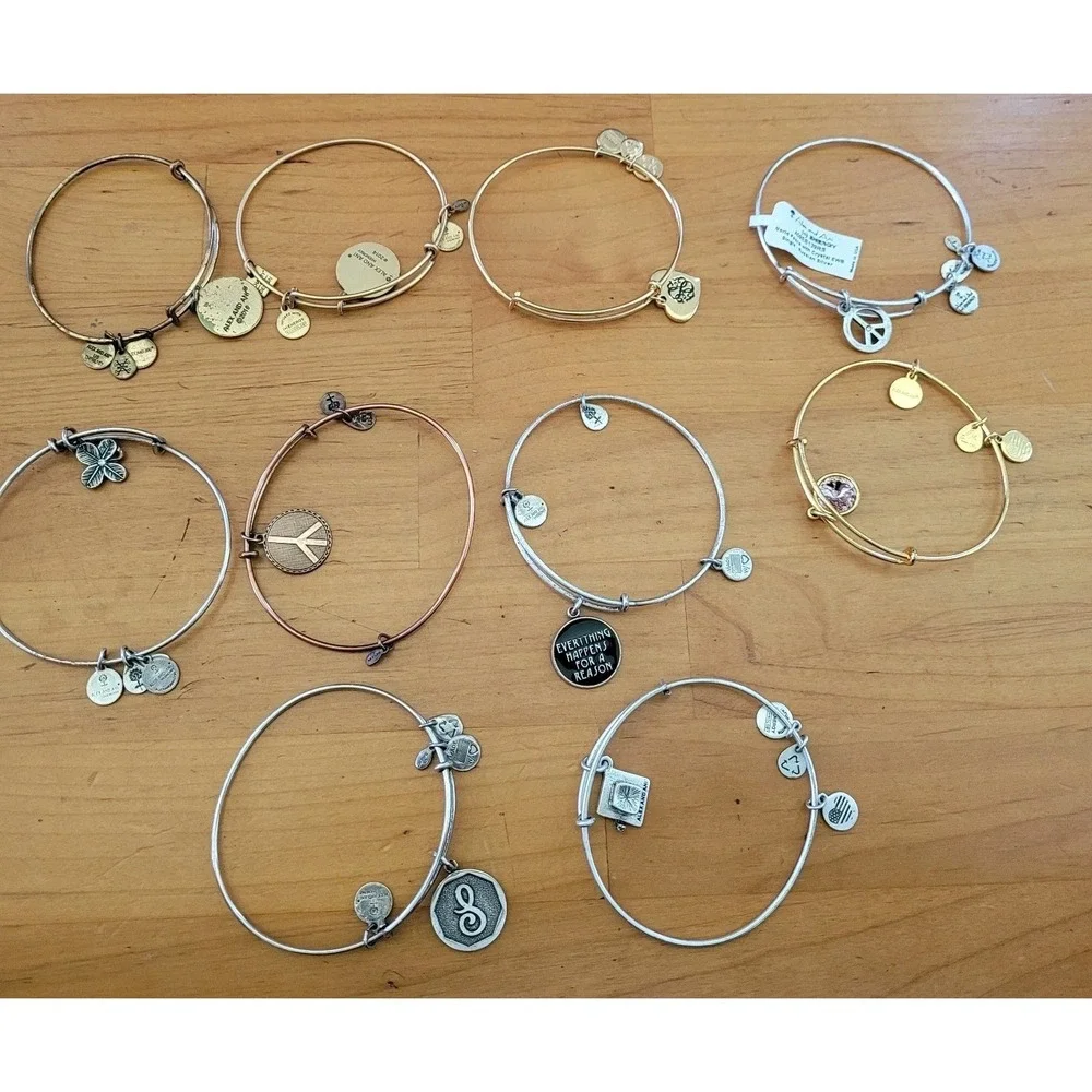 Alex and Ani Bracelet Lot 10 Expandable Charm Bangles Path Of Life Peace